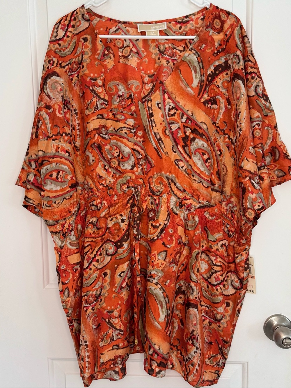 Women's NWT Michael Kors Silk Floaty Blouse Size 2X Orange